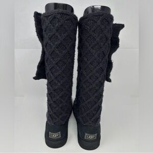 UGG Cozy Knit Boots Charcoal Gray Size 7 NWT Fold Over Style